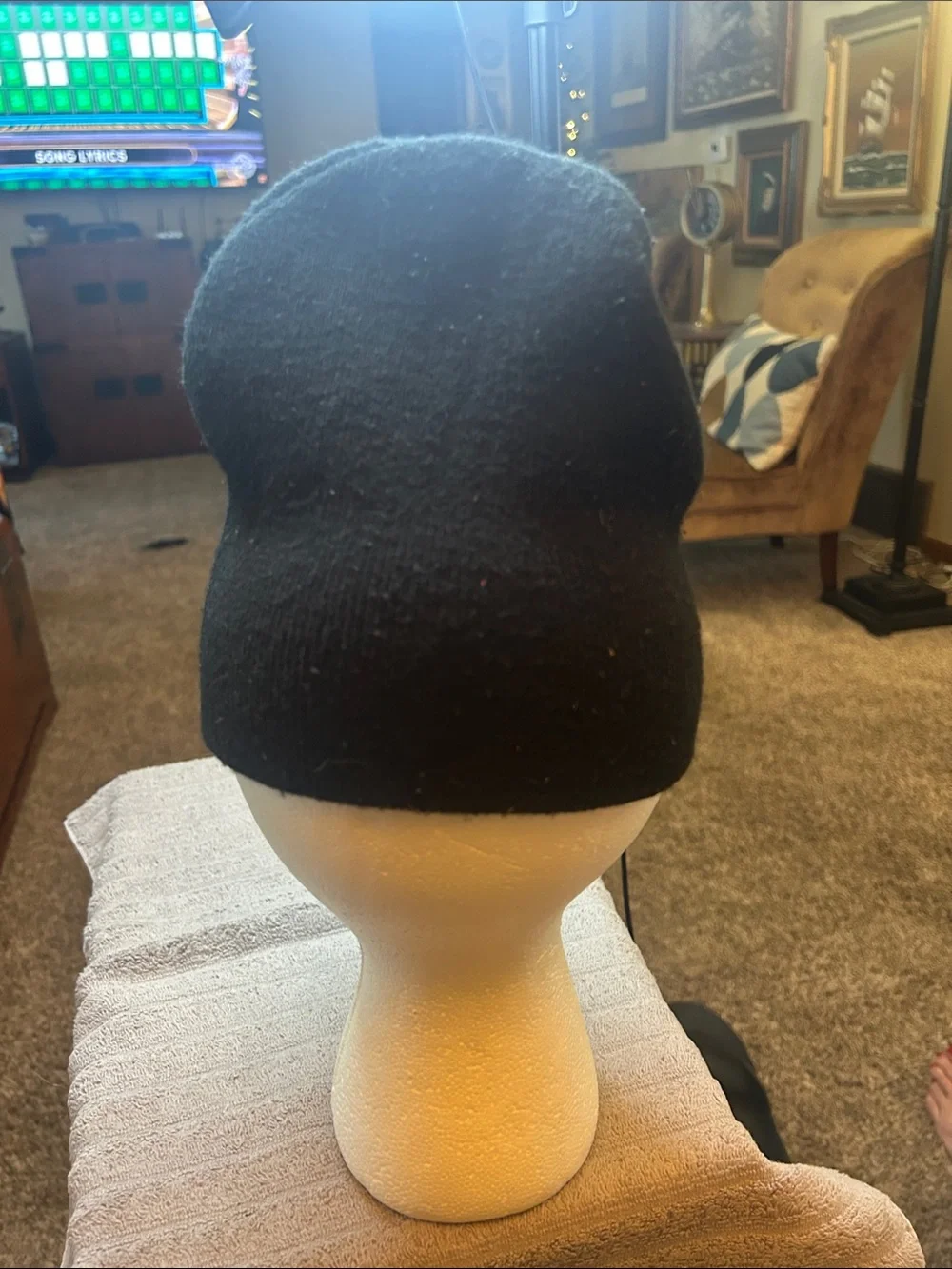Black Beanie with Red Flame Accent - Kids Hat